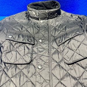 Barbour International Black Quilted Steve McQueen Coat - Large (L)